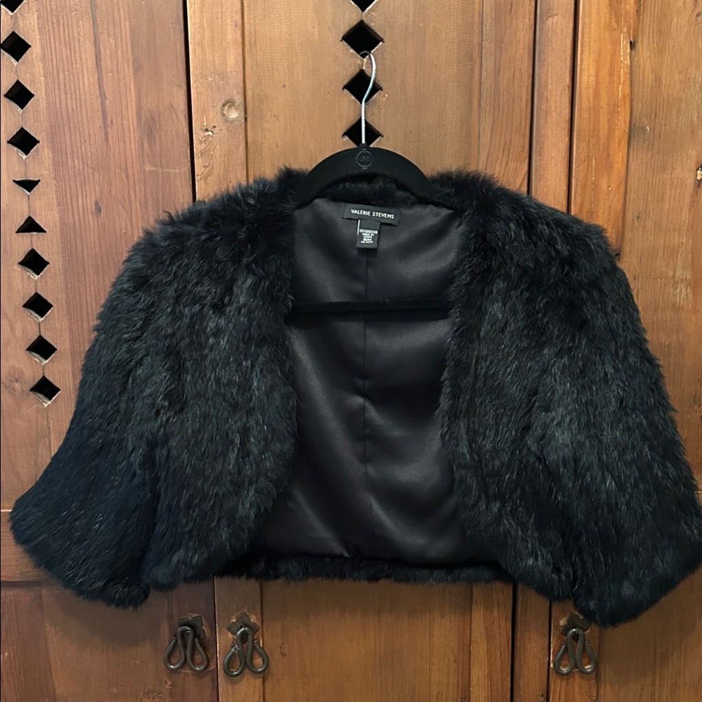 Valerie Stevens Black Fur Shrug
